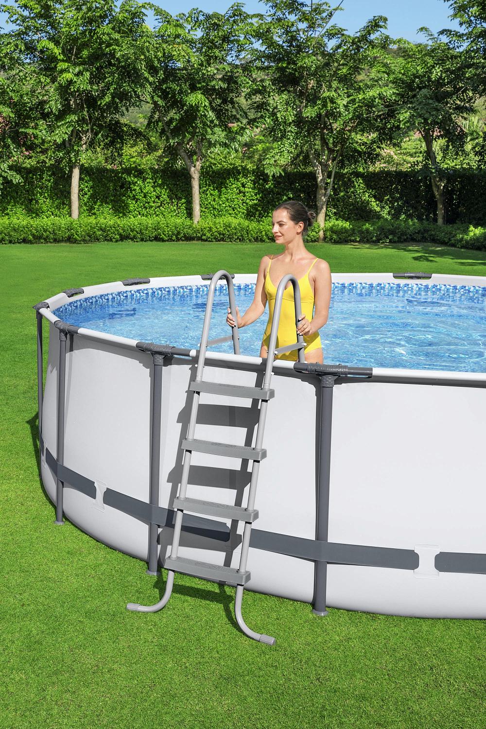 Каркасный бассейн Bestway 5612Z BW, Steel Pro Max 488х122см, 19480л, фильтр-насос, лестница, тент фото 3